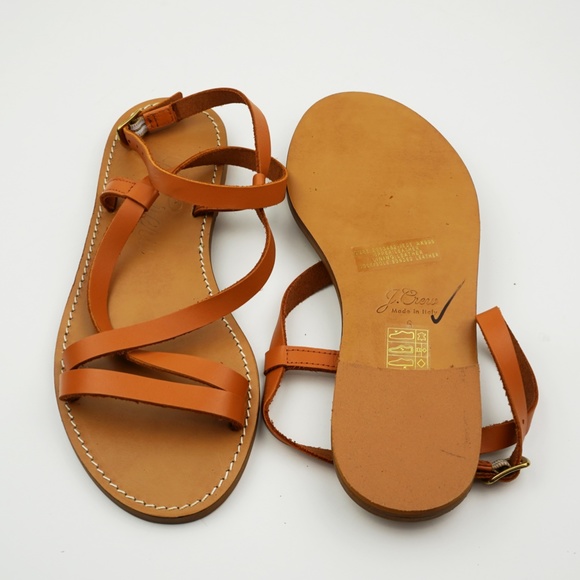 New JCREW Flat strappy Sandals in Vachetta Leather Tan - Picture 3 of 3